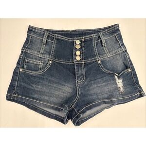 Y2K Micro Short Jean Shorts Junior Distressed Almost Famous Size 9‎